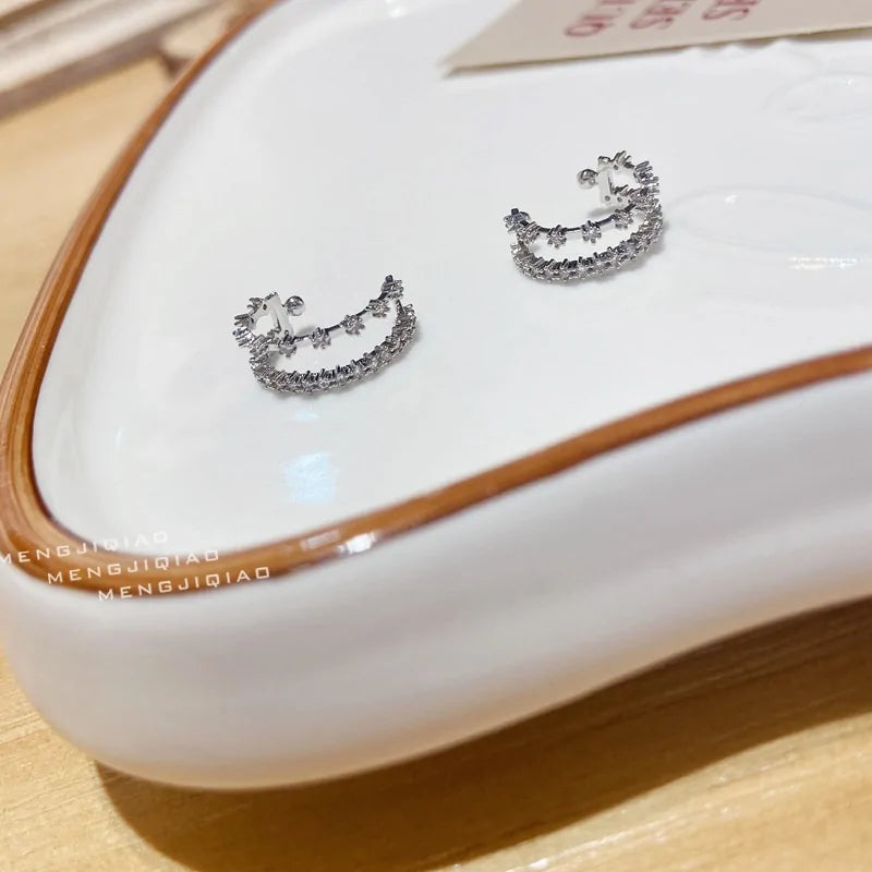 MENGJIQIAO Wholesale Micro Pave Zircon Ear Cuff Clip Earrings