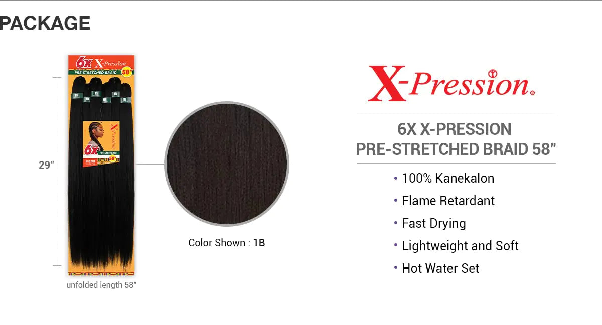 Sensationnel Braids African Collection 6X X-Pression Pre-Stretched Braid 58" (1-PACK, 4) Medium Brown 4