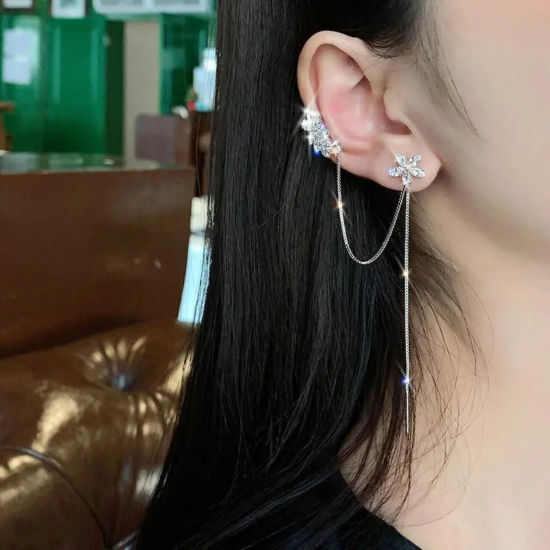 Multi Layer Chain Earrings Long Tassel Piercing Stud