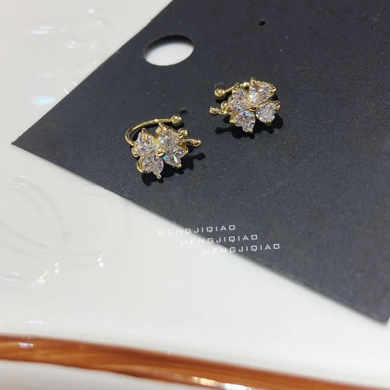 MENGJIQIAO Wholesale Micro Pave Zircon Ear Cuff Clip Earrings