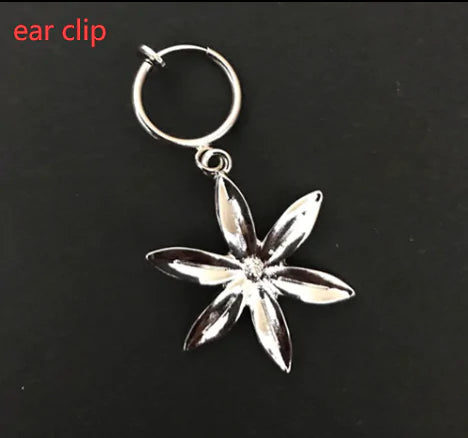 Silver Six-Petal Flower Earring