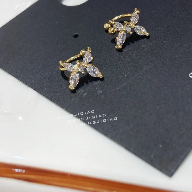 MENGJIQIAO Wholesale Micro Pave Zircon Ear Cuff Clip Earrings