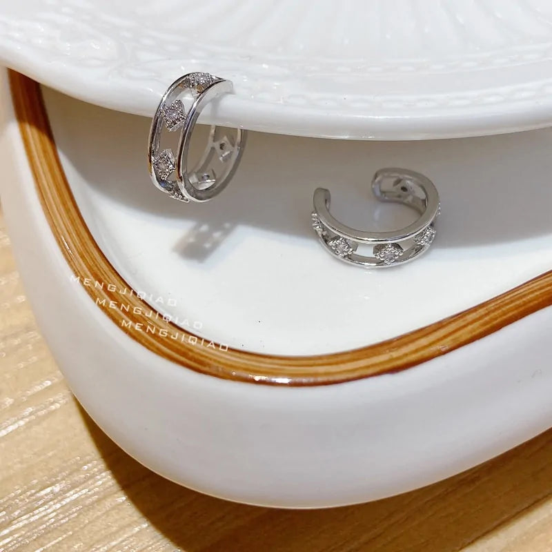 MENGJIQIAO Wholesale Micro Pave Zircon Ear Cuff Clip Earrings