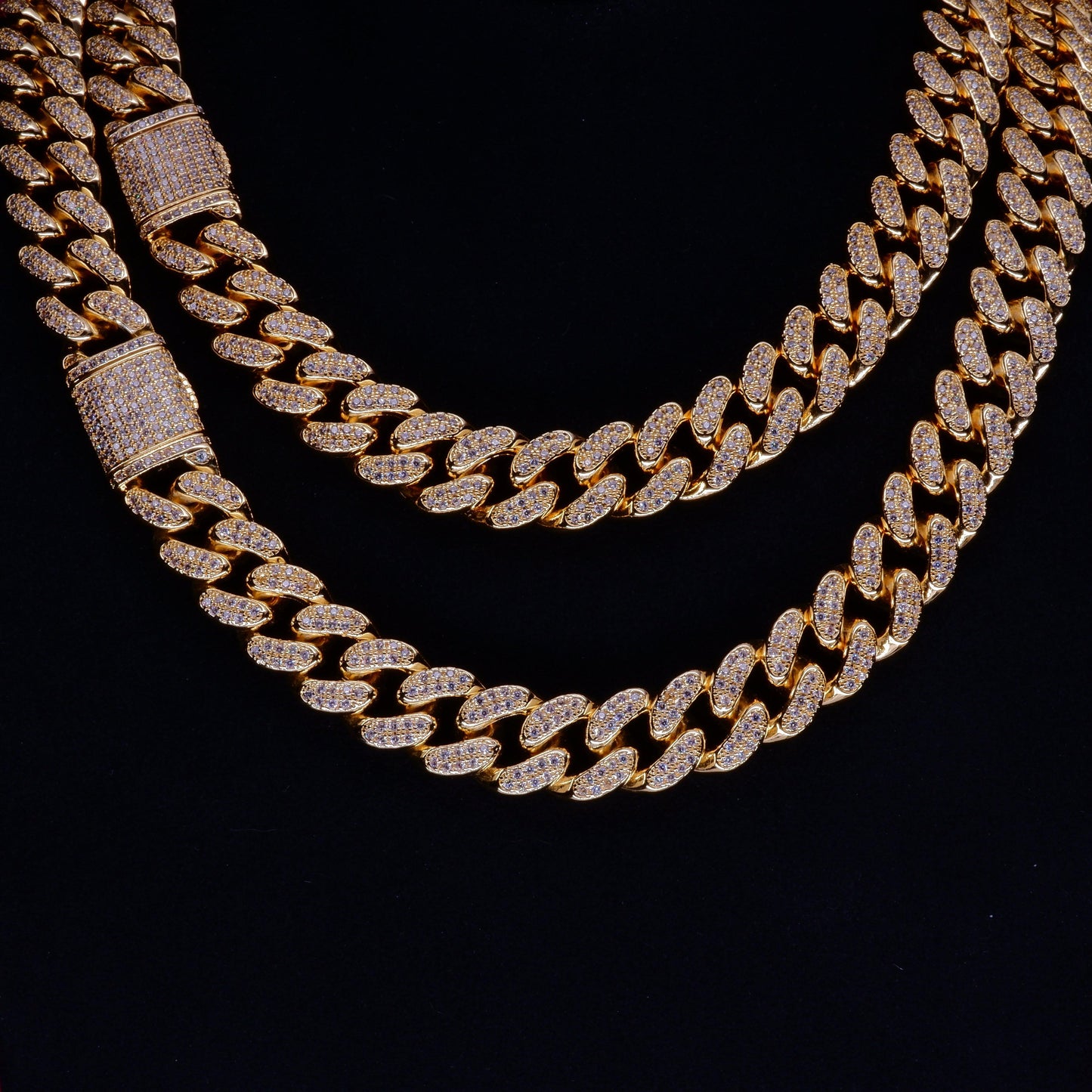 New Flip buckle Iced Cuban Link Chain Gold-Plated