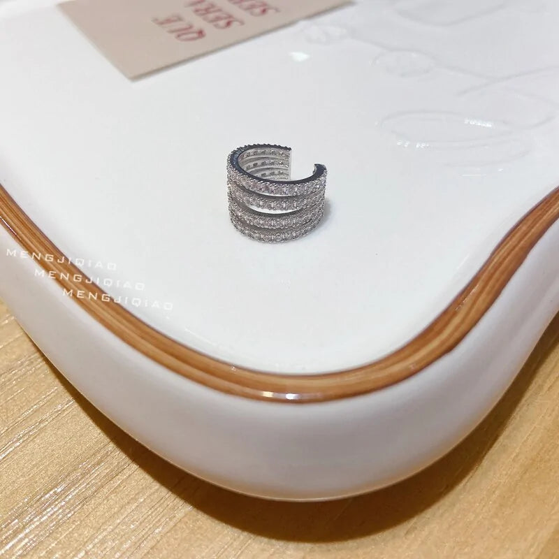 MENGJIQIAO Wholesale Micro Pave Zircon Ear Cuff Clip Earrings