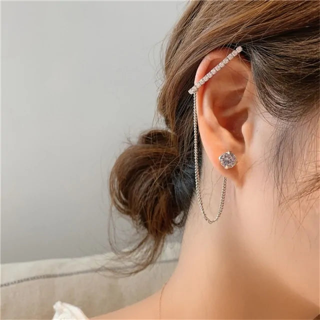 Multi Layer Chain Earrings Long Tassel Piercing Stud