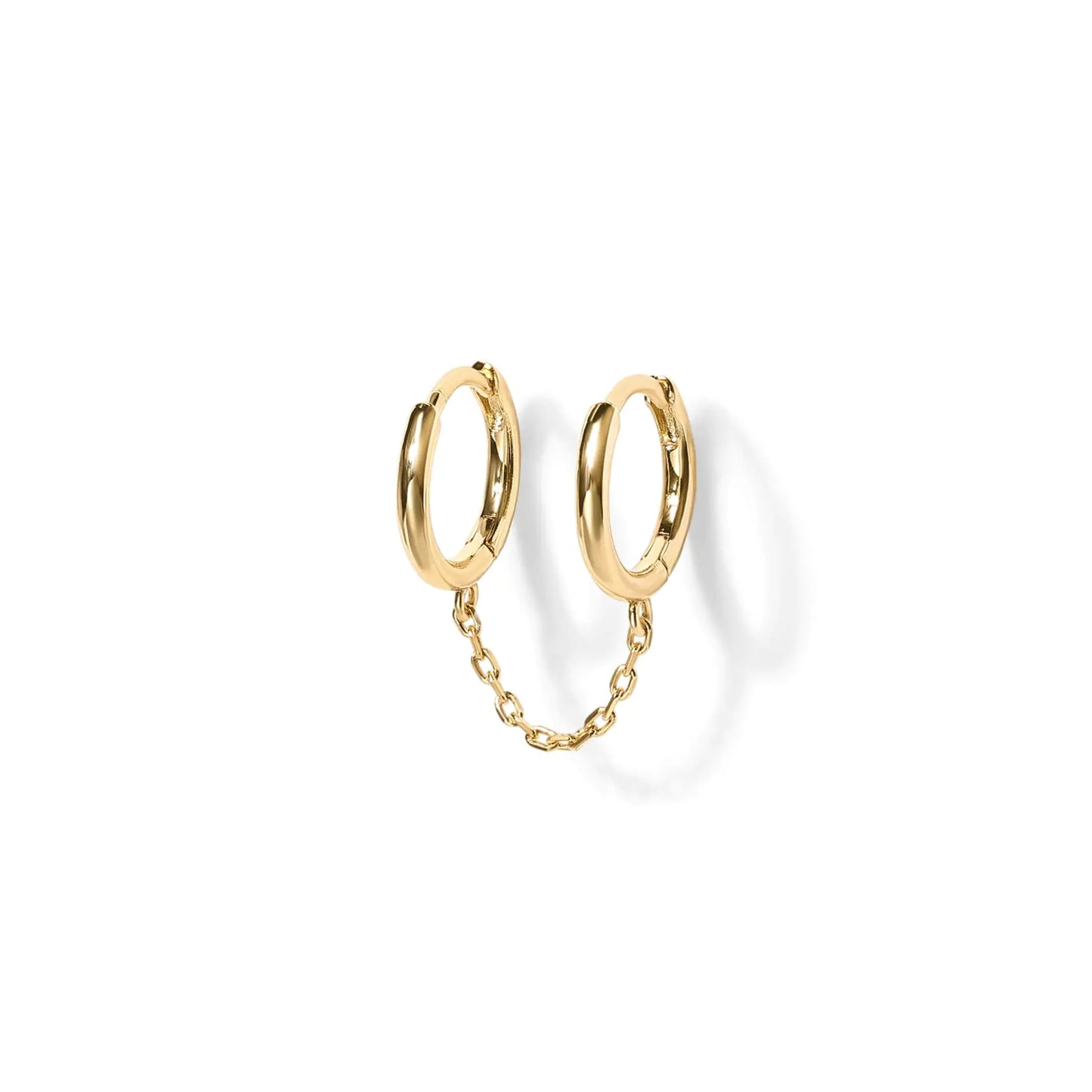 PAVOI 14K Gold Chain Earrings for Women | Double Piercing Dangle Chain Huggie Hoop Earrings | Cubic Zirconia Pearl Stud Ear Cuff Earrings for Women Yellow Gold Double Huggie
