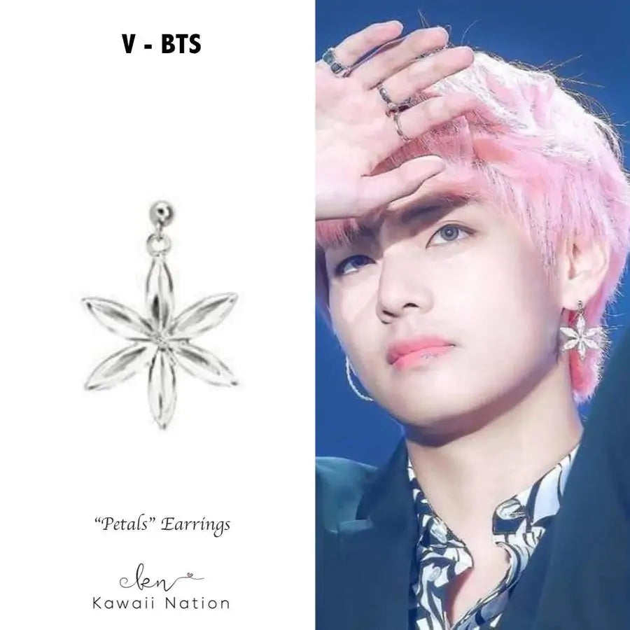 Silver Six-Petal Flower Earring