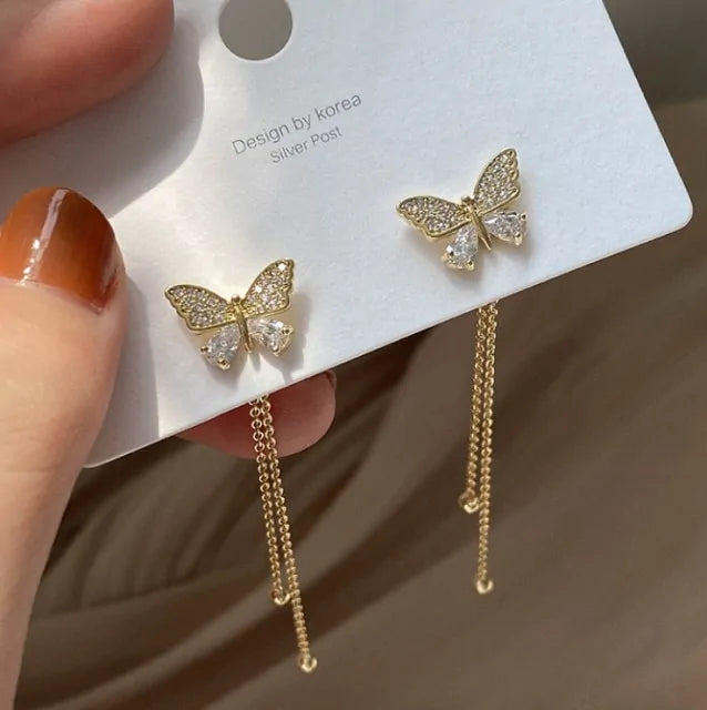 Multi Layer Chain Earrings Long Tassel Piercing Stud