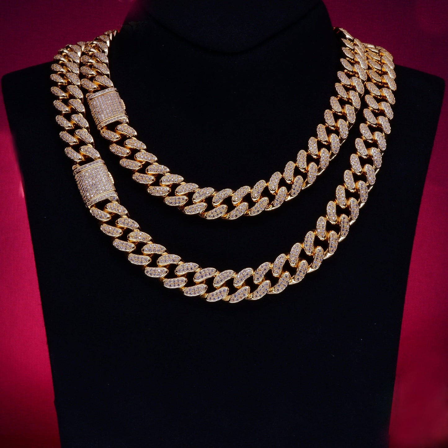 New Flip buckle Iced Cuban Link Chain Gold-Plated