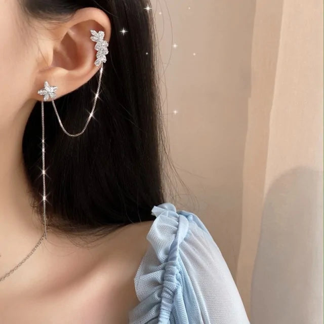 Multi Layer Chain Earrings Long Tassel Piercing Stud