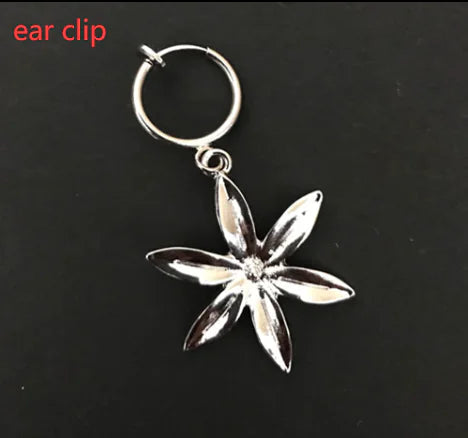 Silver Six-Petal Flower Earring