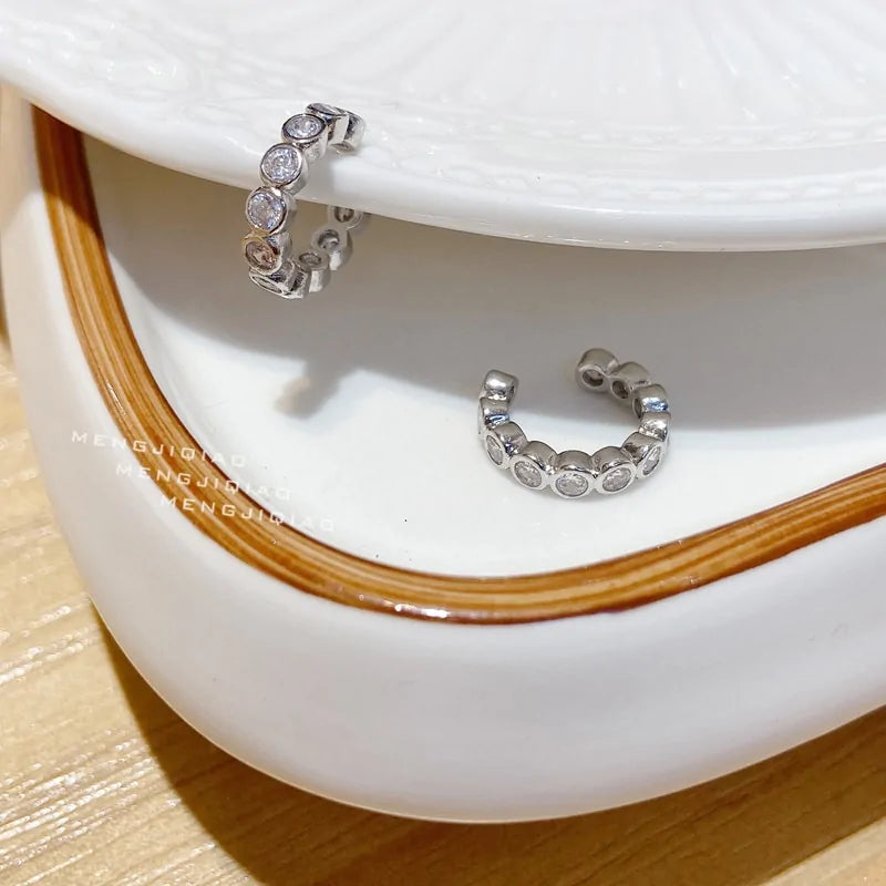 MENGJIQIAO Wholesale Micro Pave Zircon Ear Cuff Clip Earrings
