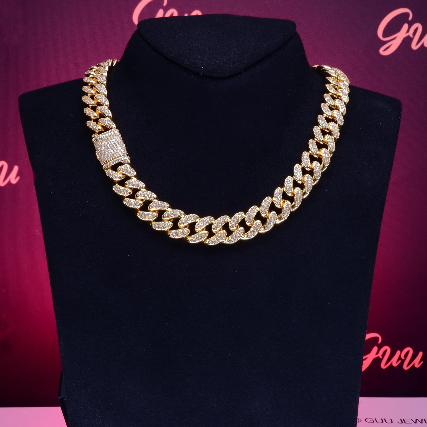 New Flip buckle Iced Cuban Link Chain Gold-Plated