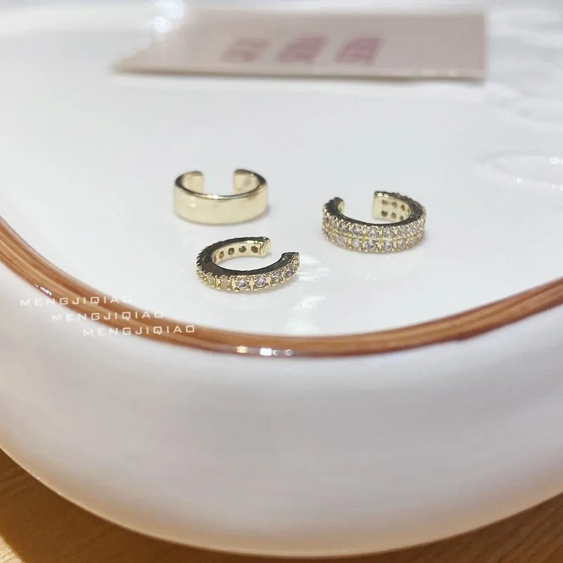 MENGJIQIAO Wholesale Micro Pave Zircon Ear Cuff Clip Earrings