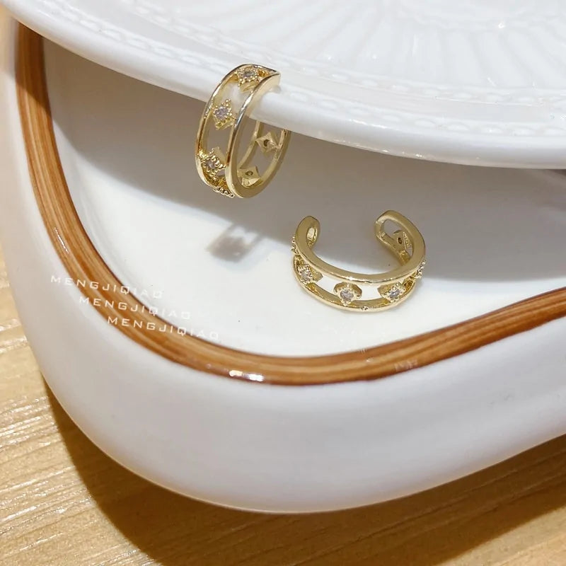 MENGJIQIAO Wholesale Micro Pave Zircon Ear Cuff Clip Earrings