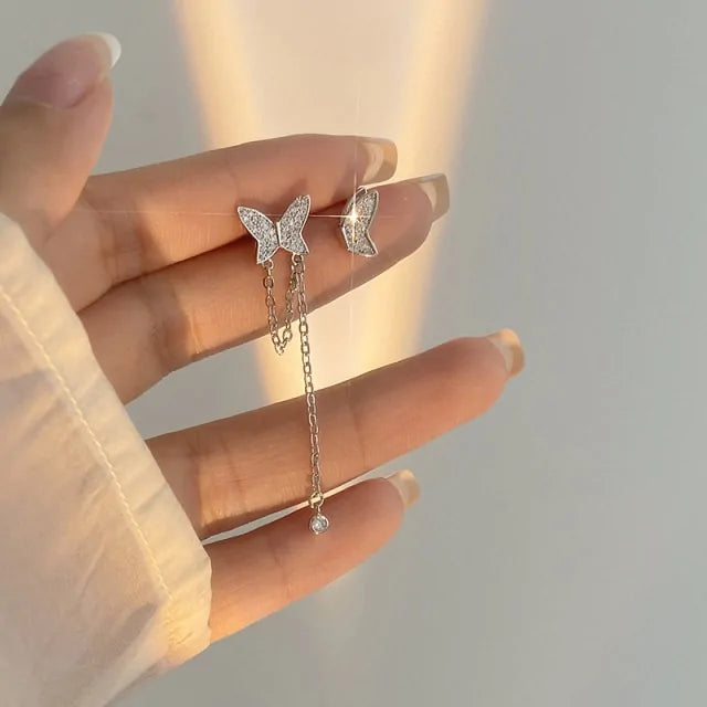 Multi Layer Chain Earrings Long Tassel Piercing Stud