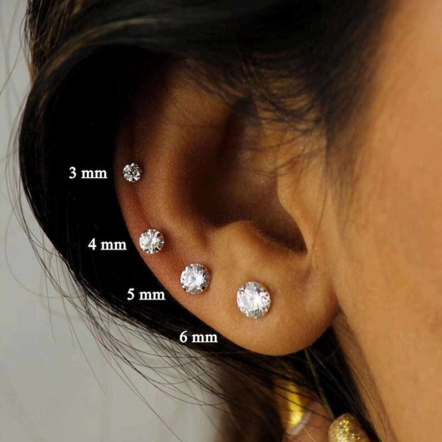 Kainier Women's 14K Gold Plated CZ Stud Earrings Simulated Diamond Round Cubic Zirconia Ear Stud Set(5 Pairs)… BXG GOLD