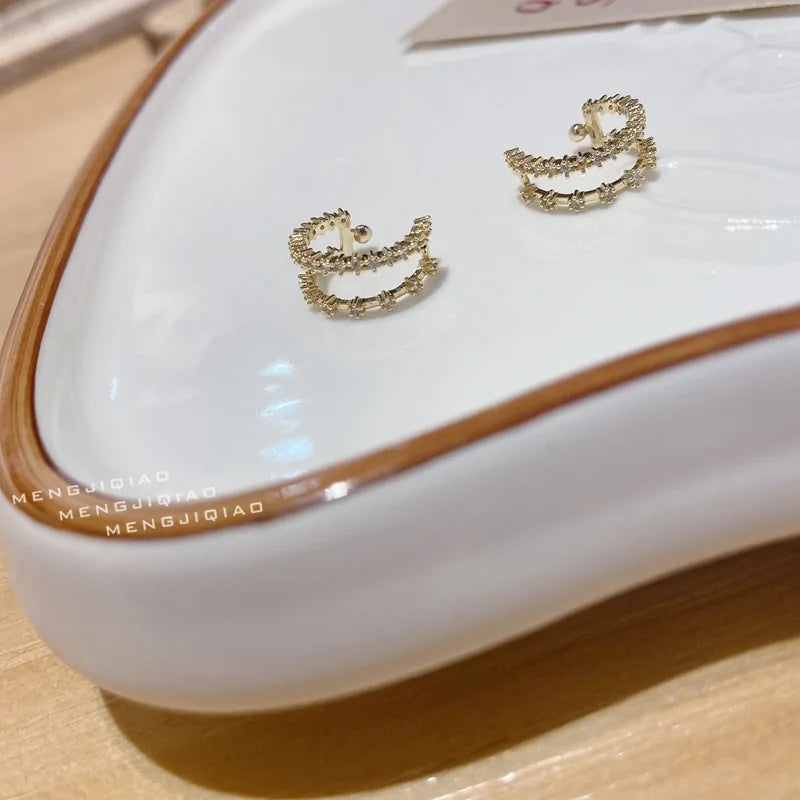 MENGJIQIAO Wholesale Micro Pave Zircon Ear Cuff Clip Earrings