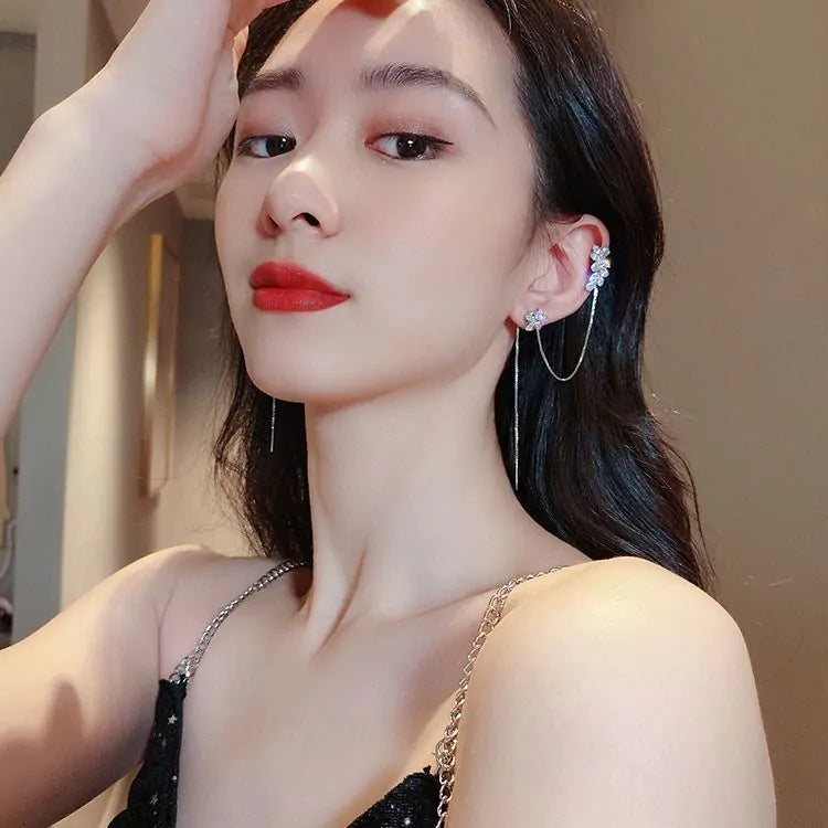 Multi Layer Chain Earrings Long Tassel Piercing Stud