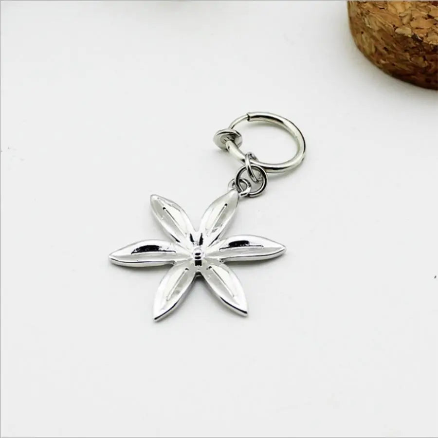 Silver Six-Petal Flower Earring