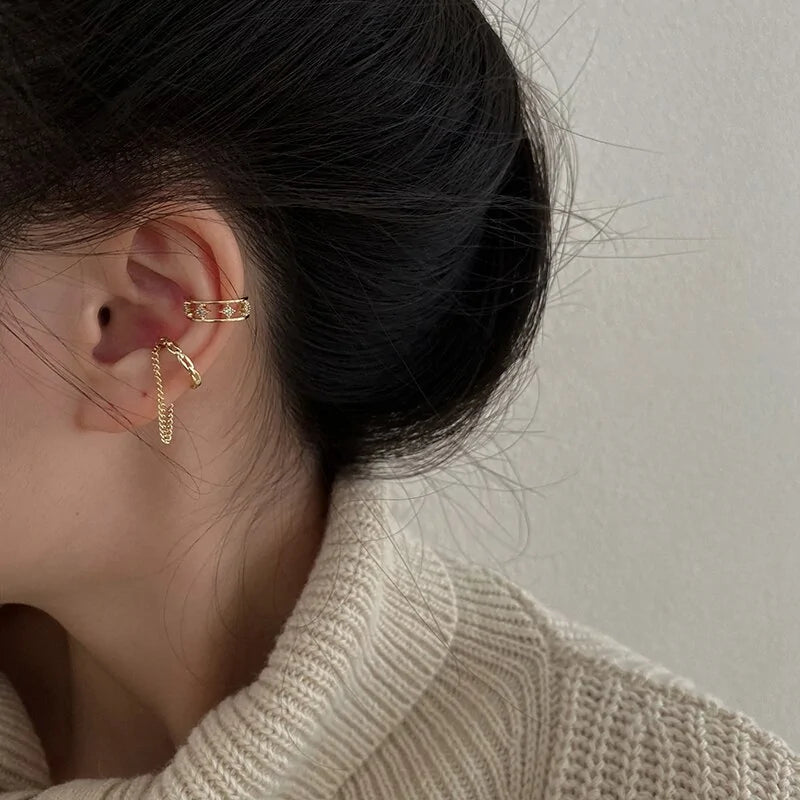 MENGJIQIAO Wholesale Micro Pave Zircon Ear Cuff Clip Earrings