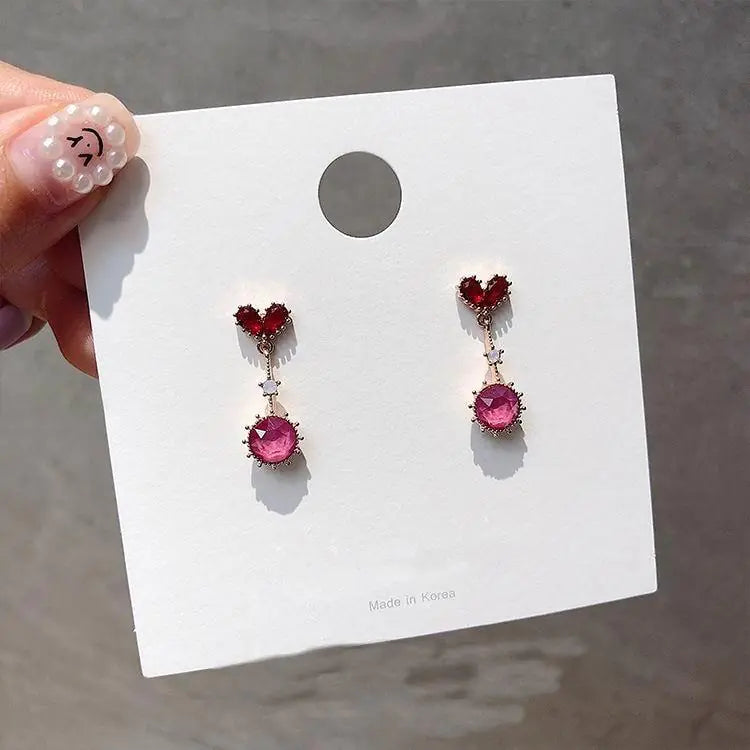 Crystal Heart Drop Earring