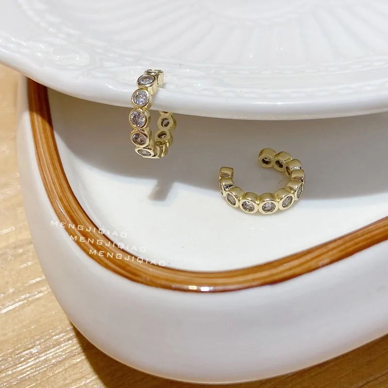 MENGJIQIAO Wholesale Micro Pave Zircon Ear Cuff Clip Earrings