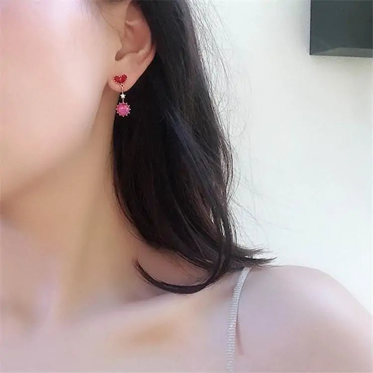 Crystal Heart Drop Earring