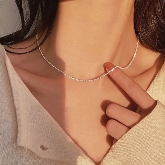 Popular Silver Color Sparkling Clavicle Chain Choker Necklace Collar