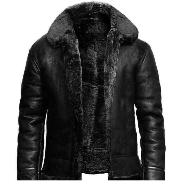 Men's Leather-fur One-piece Lapel Jacket