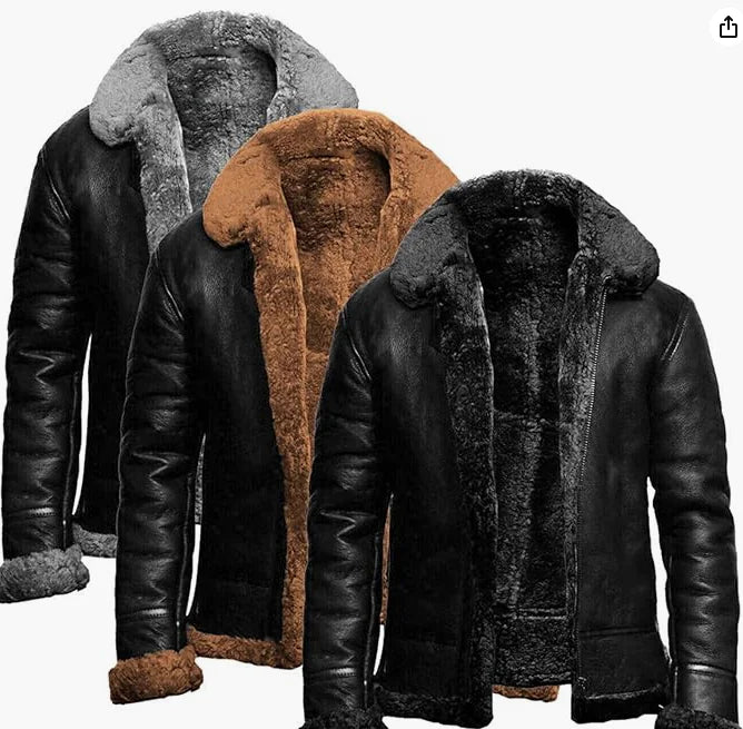 Men's Leather-fur One-piece Lapel Jacket