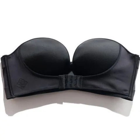 Front & Back Buckle Push-Up Bra: Deep V Strapless Design, Wire-Free, Thicken Lingerie