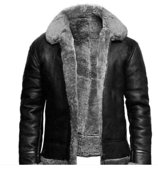 Men's Leather-fur One-piece Lapel Jacket