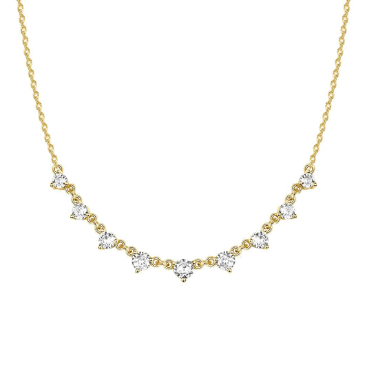 PAVOI 14K Gold Plated Station Necklace | Simulated Diamond BTY Necklace | Womens CZ Chain Necklace | Layering Necklaces Yellow Gold Princess
